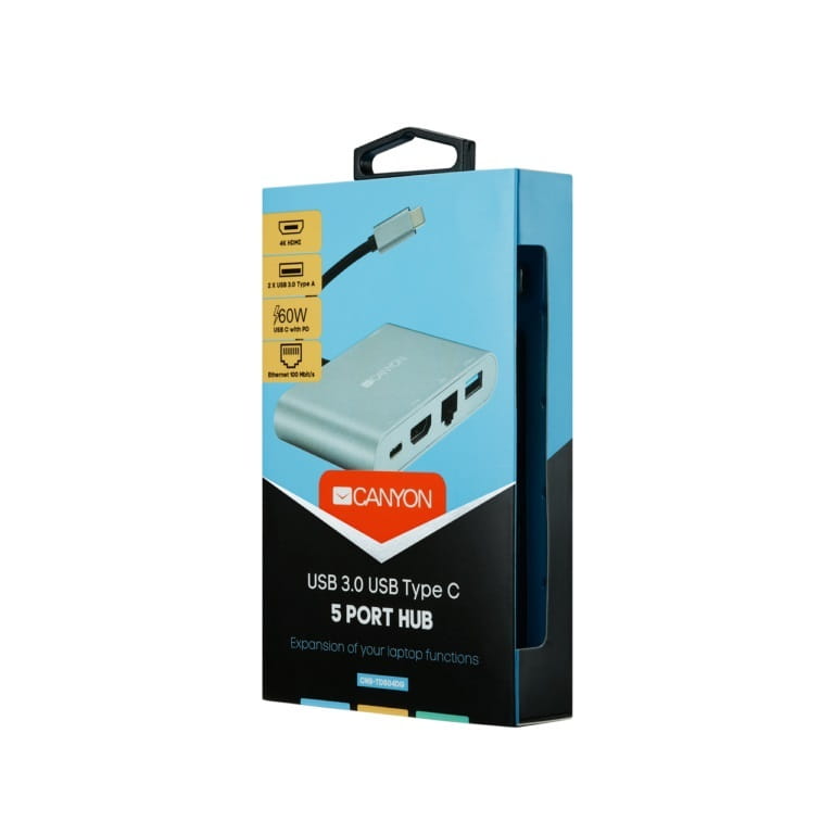 Купити Док-станція Type-C Canyon 5-в-1 DS-4 Grey (CNS-TDS04DG) Док-станція Type-C Canyon 5-в-1 DS-4 Grey (CNS-TDS04DG)