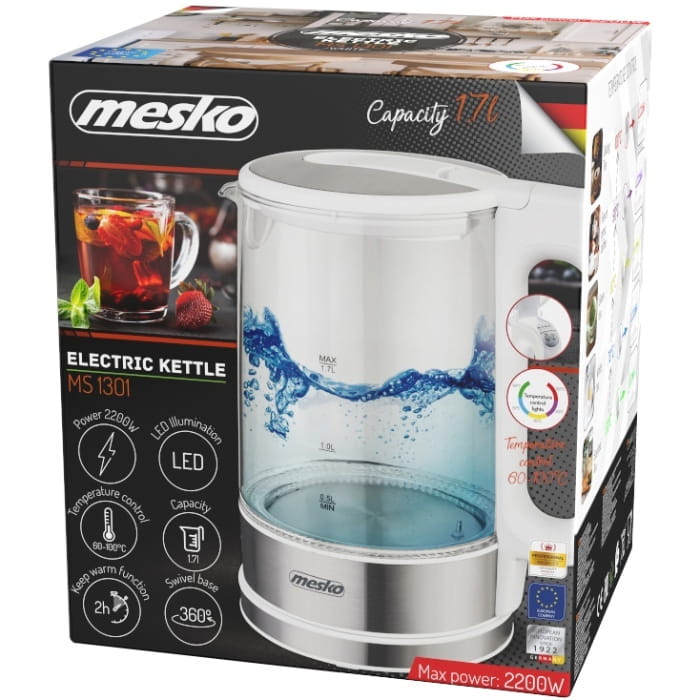 Електрочайник Mesko MS 1301 White