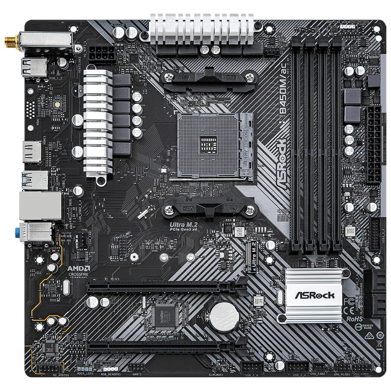 Материнская плата ASRock B450M/ac R2.0 Socket AM4
