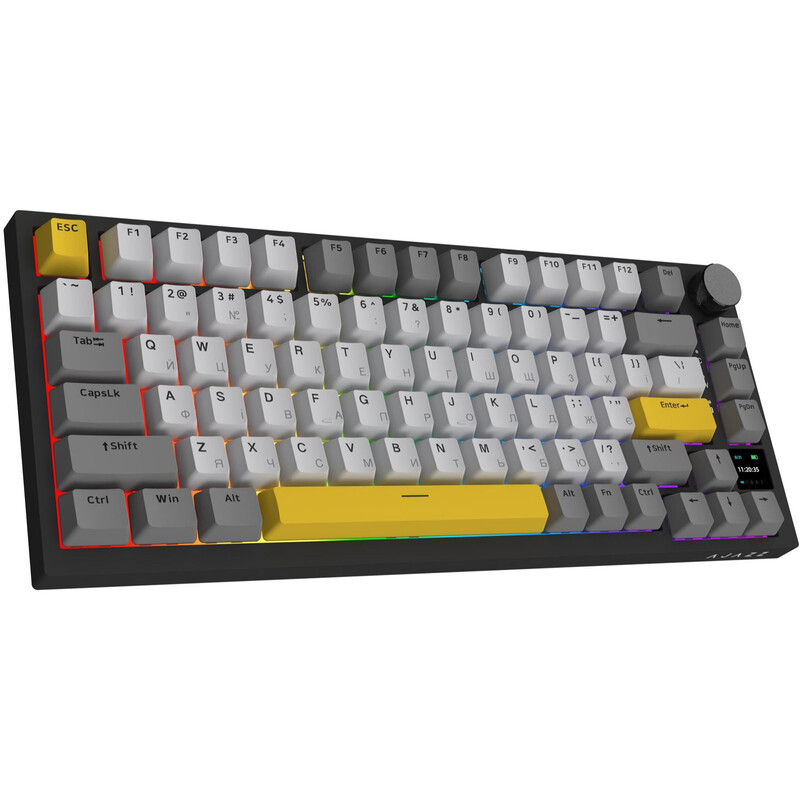 Клавіатура бездротова Ajazz AK820 Pro Flying Fish Switch Black RGB With Screen (AK820PRO-FF-BGY)