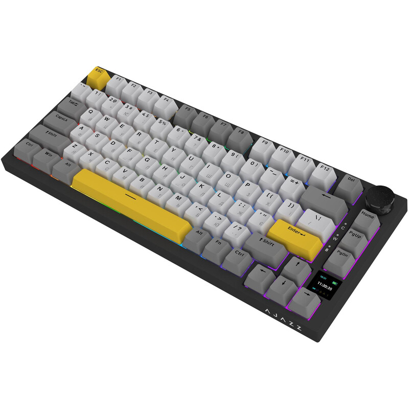Клавіатура бездротова Ajazz AK820 Pro Flying Fish Switch Black RGB With Screen (AK820PRO-FF-BGY)