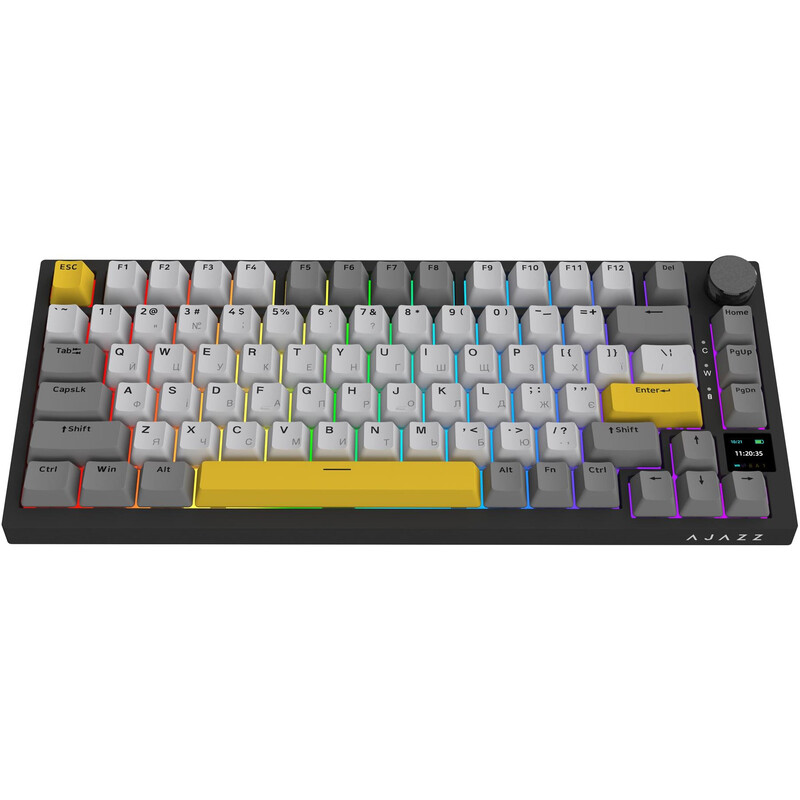 Клавіатура бездротова Ajazz AK820 Pro Flying Fish Switch Black RGB With Screen (AK820PRO-FF-BGY)