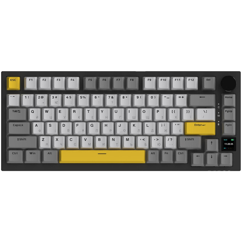 Клавіатура бездротова Ajazz AK820 Pro Flying Fish Switch Black RGB With Screen (AK820PRO-FF-BGY)