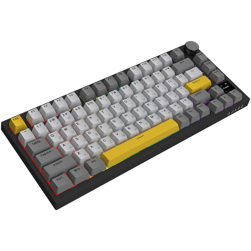 Клавіатура бездротова Ajazz AK820 Pro Flying Fish Switch Black RGB With Screen (AK820PRO-FF-BGY)