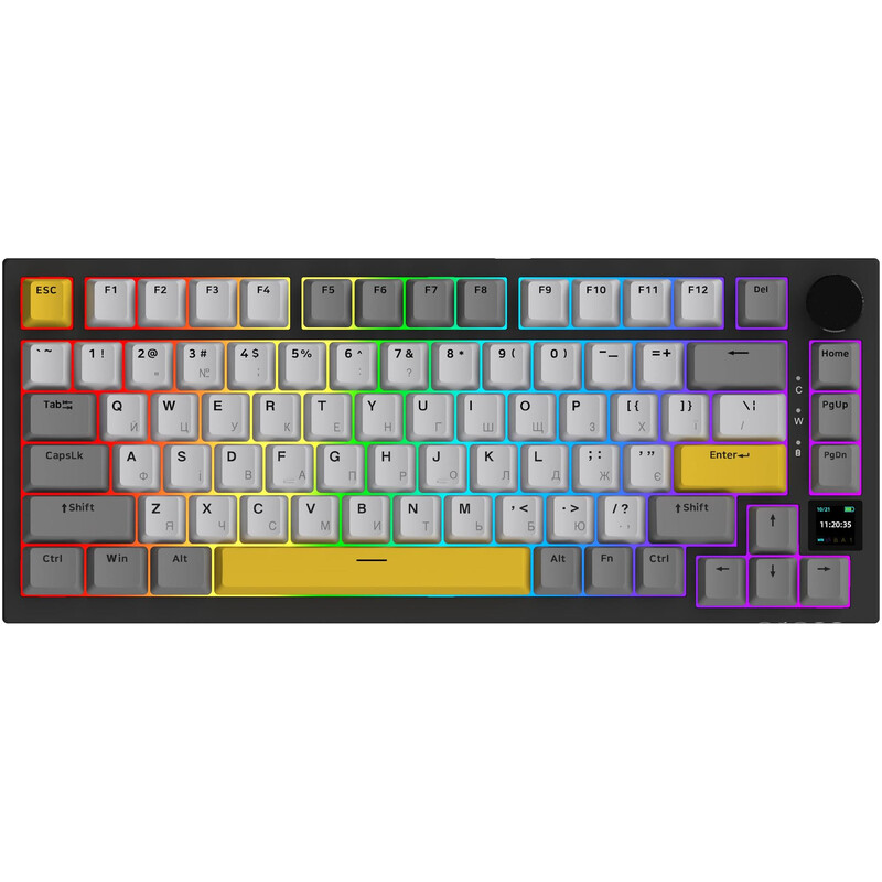 Клавіатура бездротова Ajazz AK820 Pro Flying Fish Switch Black RGB With Screen (AK820PRO-FF-BGY)