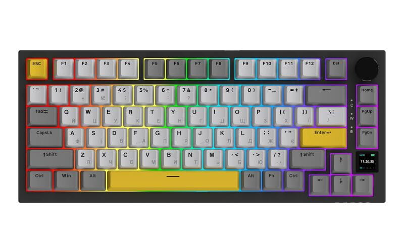 Клавиатура беспроводная Ajazz AK820 Pro Flying Fish Switch Black RGB With Screen (AK820PRO-FF-BGY)