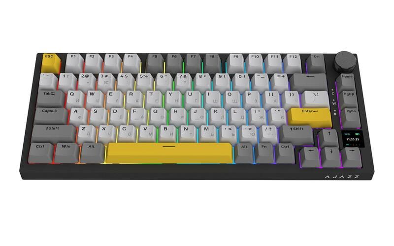 Клавиатура беспроводная Ajazz AK820 Pro Flying Fish Switch Black RGB With Screen (AK820PRO-FF-BGY)