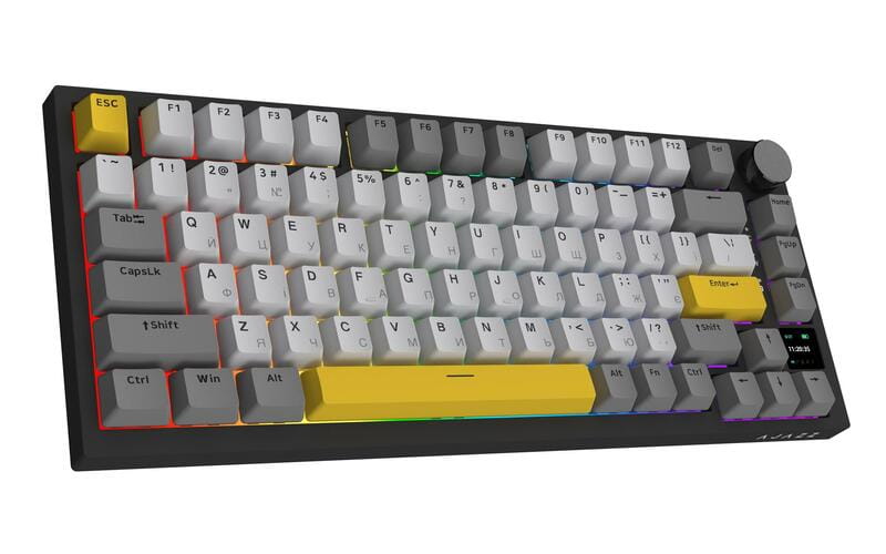 Клавиатура беспроводная Ajazz AK820 Pro Flying Fish Switch Black RGB With Screen (AK820PRO-FF-BGY)