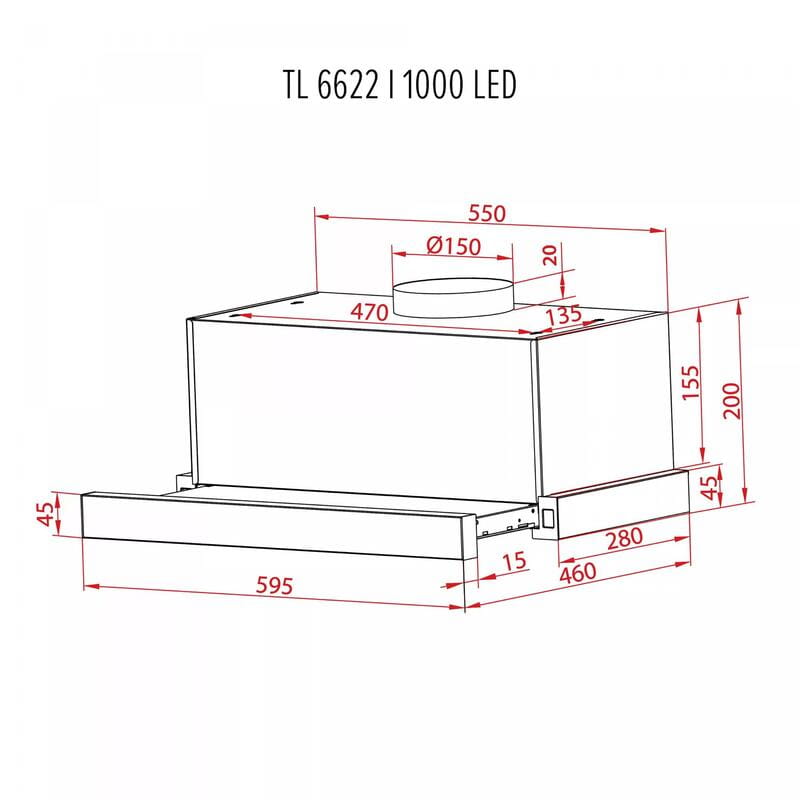 Вытяжка Perfelli TL 6622 I 1000 LED