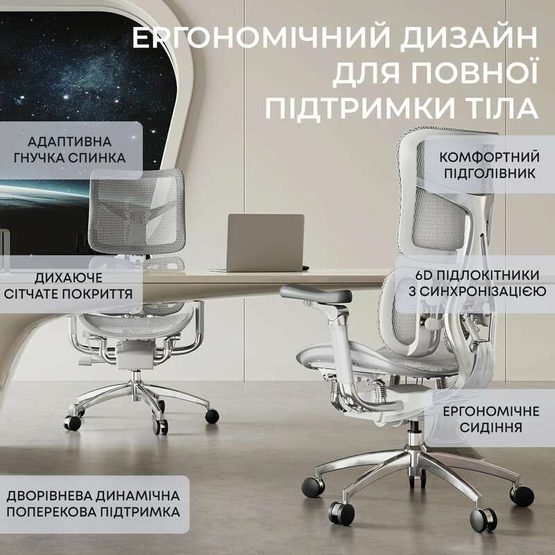 Крісло офісне Sihoo Doro S300 Mesh Light Grey (S300-M202)