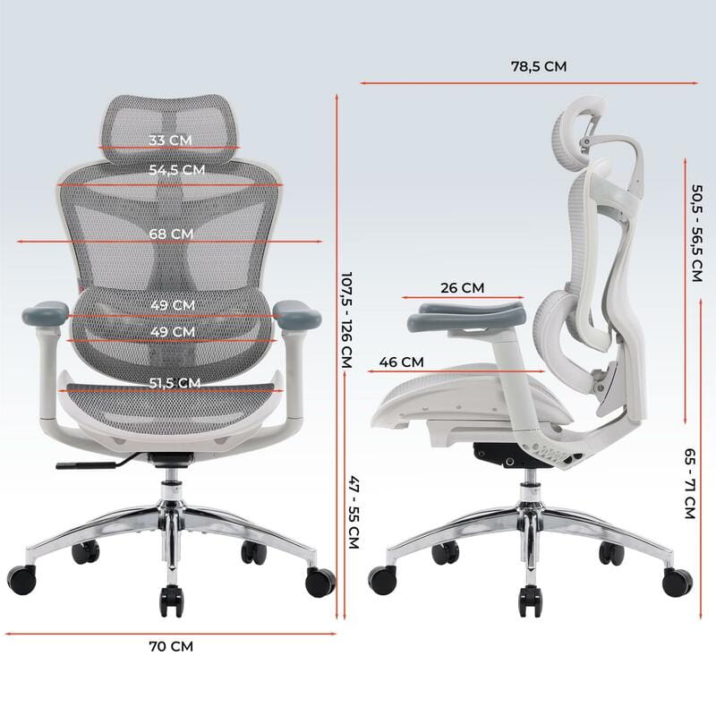 Крісло офісне Sihoo Doro C300L Mesh White DORO-C300L-A3-102)