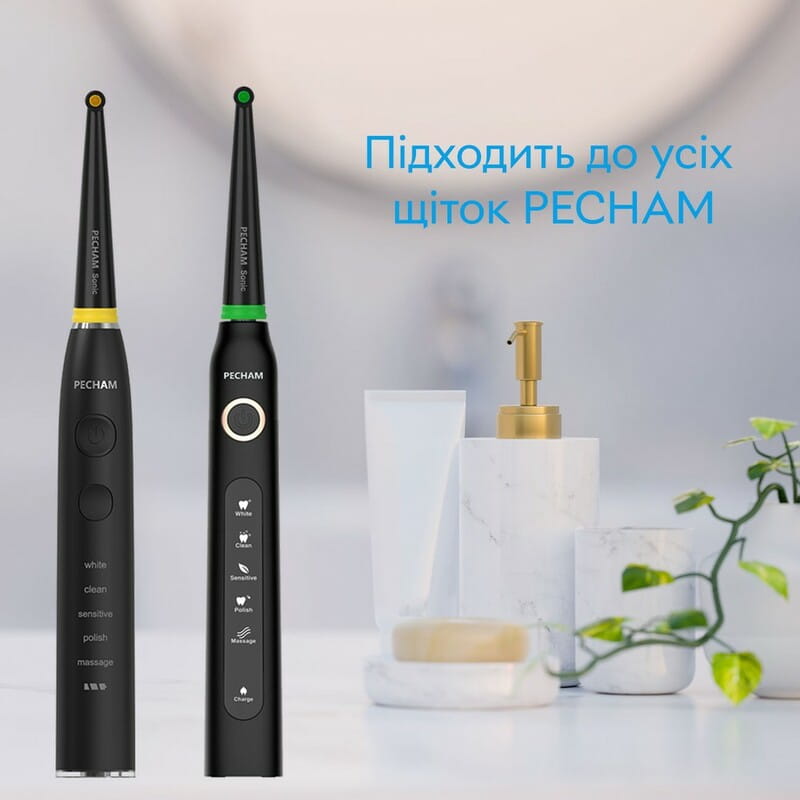 Насадки монопучковые средней жесткости для зубной щетки Pecham Black