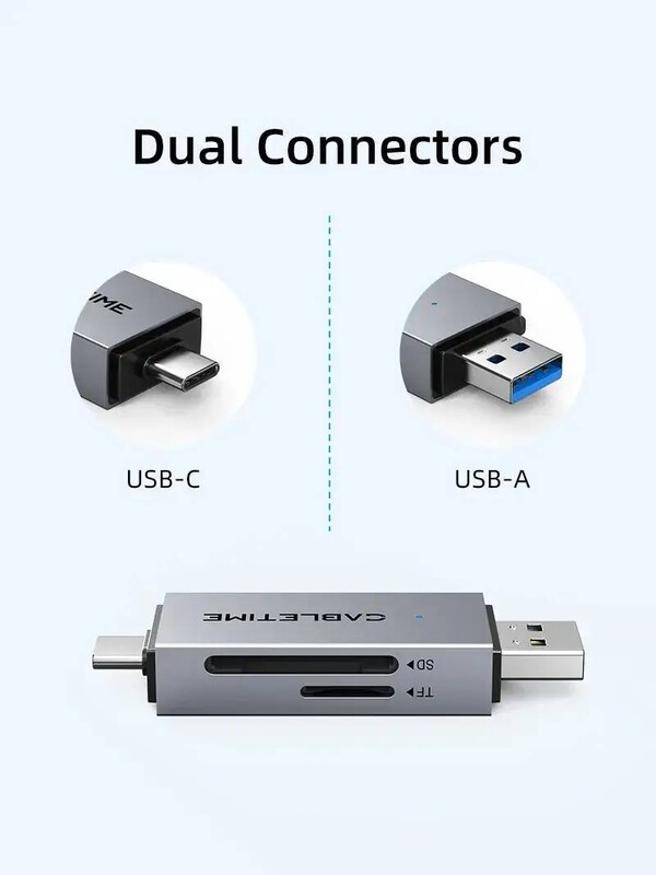 Картрідер Cabletime USB3.0 A + USB Type-C, SD/TF, 5Gbps (CD40G)