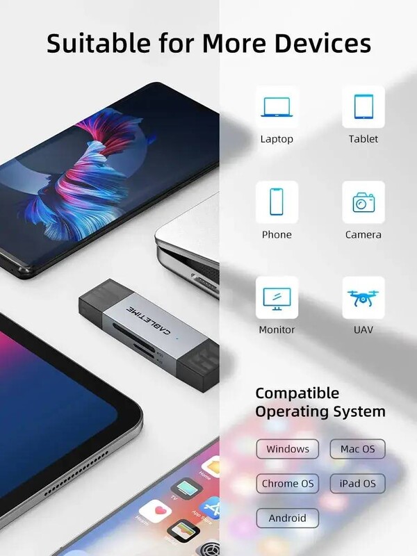 Картрідер Cabletime USB3.0 A + USB Type-C, SD/TF, 5Gbps (CD40G)