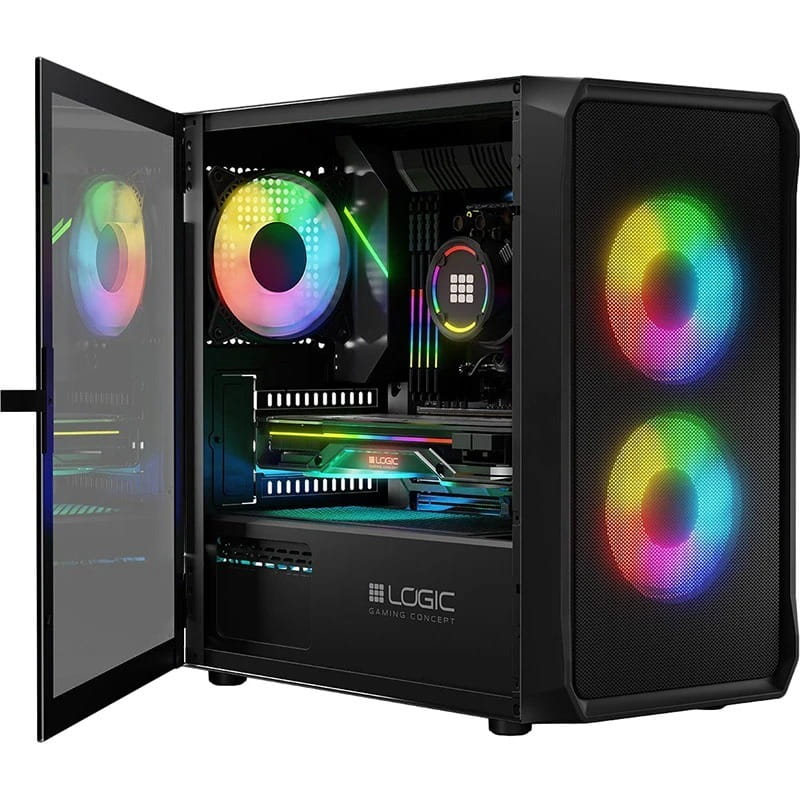 Корпус LogicConcept Portos Mesh+Glass ARGB Black без БЖ (AM-PORTOS-10-0000000-0002)