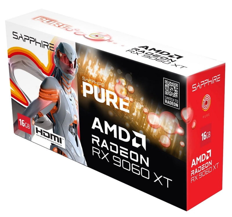 Видеокарта AMD Radeon RX 9060 XT 16GB GDDR6 Pure Gaming OC Sapphire (11350-02-20G)