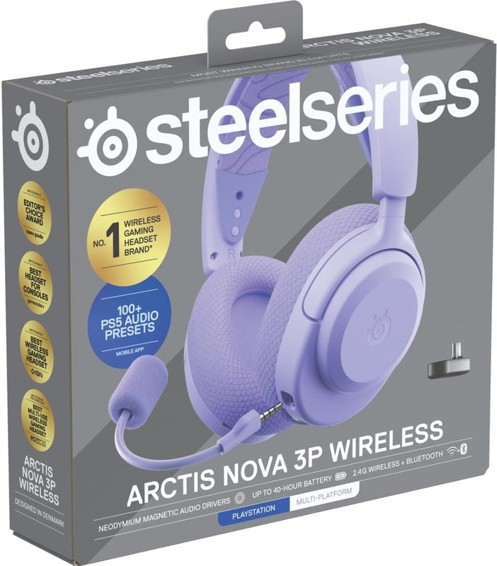 Bluetooth-гарнітура SteelSeries Arctis Nova 3P Wireless Multi Platform Lavender (61692)