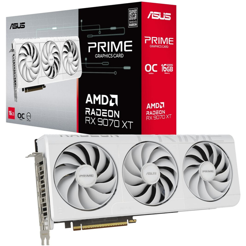 Видеокарта AMD Radeon RX 9070 XT 16GB GDDR6 Prime White OC Asus (PRIME-RX9070XT-O16G-WHITE)