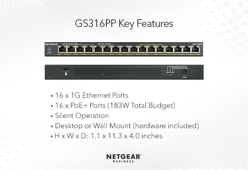 Коммутатор Netgear GS316PP-100EUS