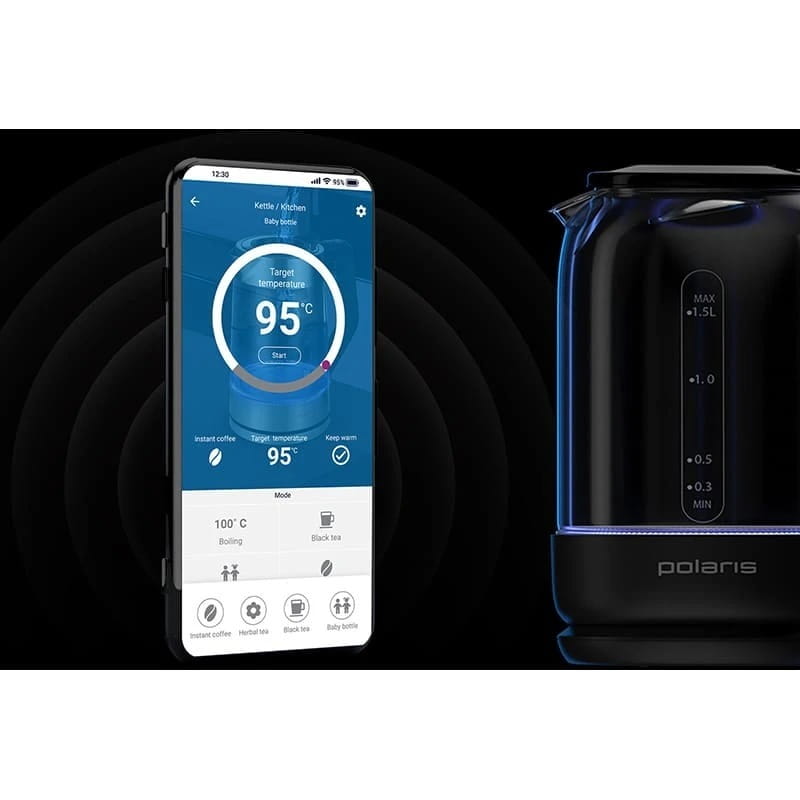 Електрочайник Polaris PWK 17107CGLD WIFI IQ Home Black