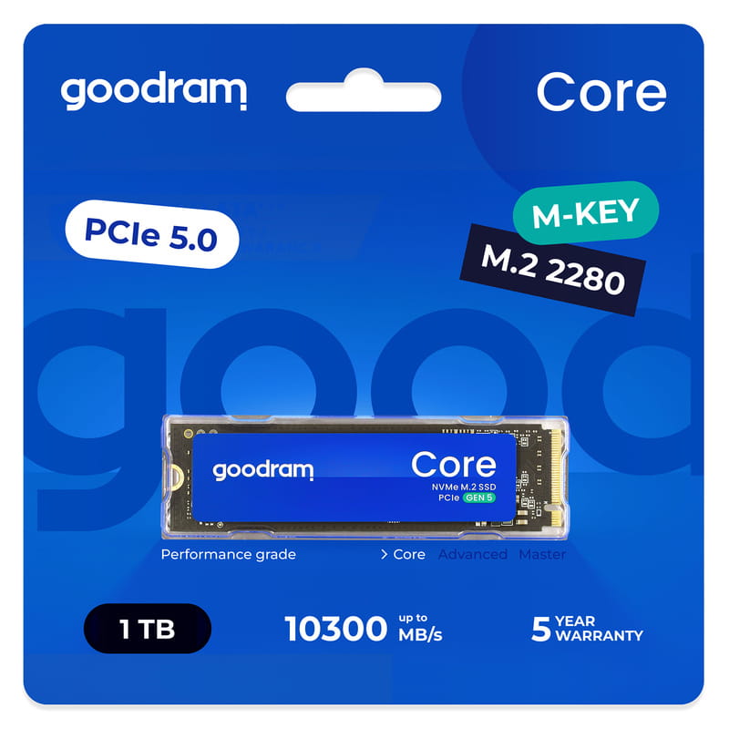 Накопитель SSD 1TB Goodram Core M.2 2280 PCIe 5.0 x4 NVMe 3D NAND (SSDR-GRC01-1K0-80)