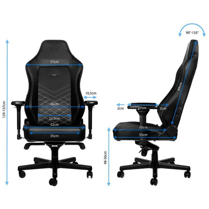 Крісло для геймерів Noblechairs Hero Black/Platinum White (NBL-HRO-PU-BPW)