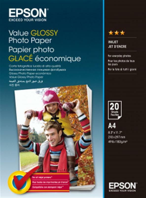 Фотобумага EPSON Value Glossy Photo Paper глянцевая 183г/м2 A4 20л (C13S400035)