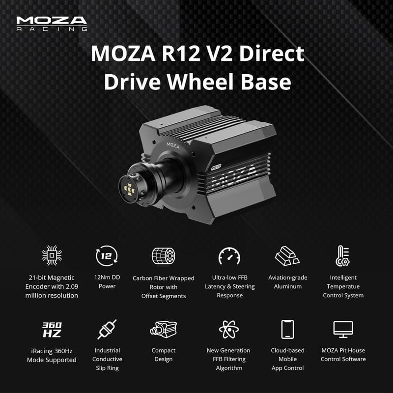Рулевая база MOZA Racing R12 V2 12 Нм (RS081)