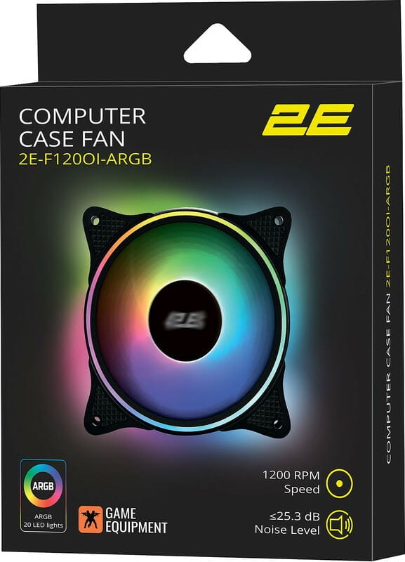 Вентилятор 2E Gaming (2E-F120OI-ARGB); 120х120х25мм, 3+3-pin