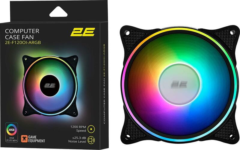 Вентилятор 2E Gaming (2E-F120OI-ARGB); 120х120х25мм, 3+3-pin