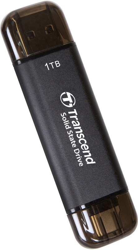 Накопичувач зовнішній SSD USB 3.1 Gen 2 Type-A/Type-C 1TB Transcend ESD310 Black (TS1TESD310C)