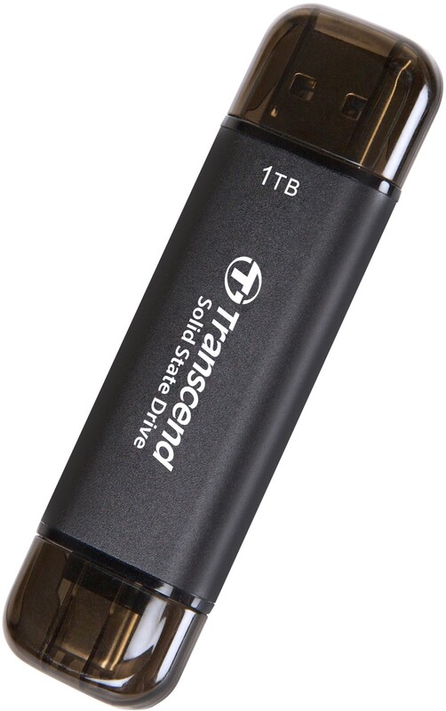 Накопичувач зовнішній SSD USB 3.1 Gen 2 Type-A/Type-C 1TB Transcend ESD310 Black (TS1TESD310C)
