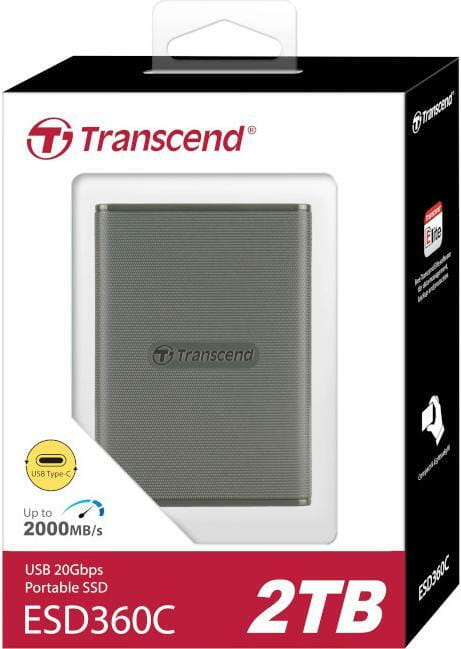 Накопичувач зовнішній SSD USB 3.2 Gen 2 Type-C 2.0TB Transcend ESD360C Grey (TS2TESD360C)