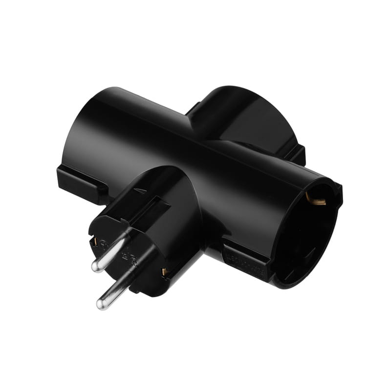 Сетевой адаптер 2E 3xТип F, 16A, черный (2E-AD0103BK)