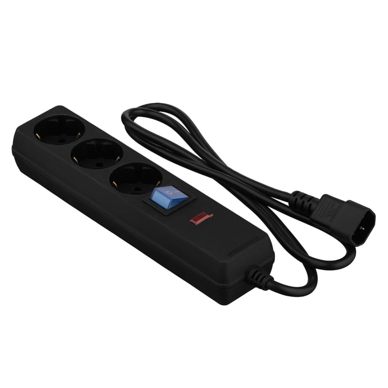 Фільтр живлення 2E 3 розетки, 1 м, чорний (2E-U03C14M1BK)