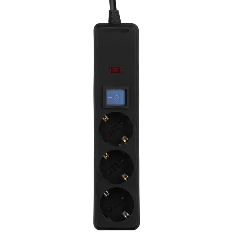 Фильтр питания 2E 3 розетки, 1 м, черный (2E-U03C14M1BK)
