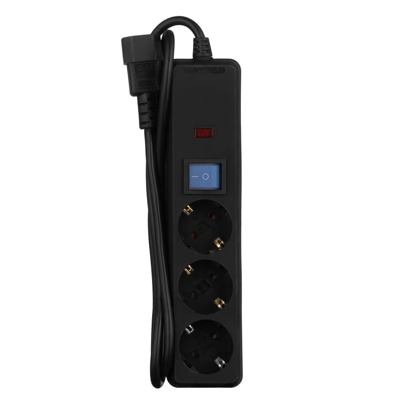 Фильтр питания 2E 3 розетки, 1 м, черный (2E-U03C14M1BK)