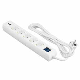 Мережевий фільтр 2E 5хSchuko, 1 х USB, 1 x USB-C, 3 м (2E-SP515M3USBWH)