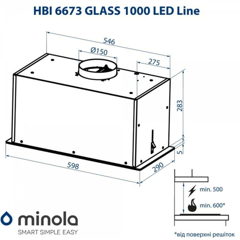 Вытяжка Minola HBI 6673 BL GLASS 1000 LED Line