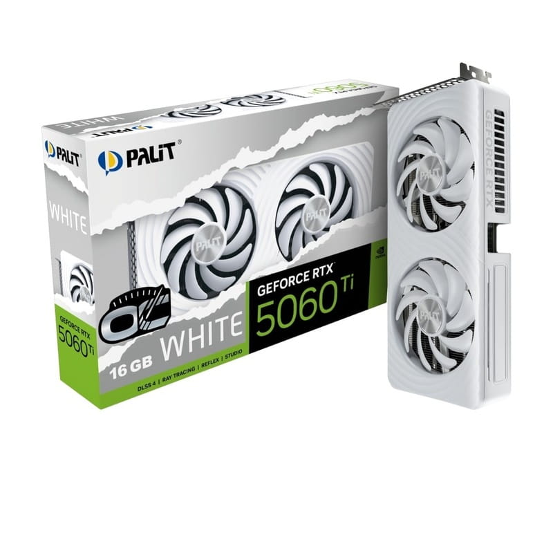 Видеокарта GF RTX 5060 Ti 16GB GDDR7 White OC Palit (NE7506TU19T1-GB2061M)