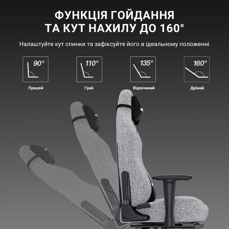 Крісло для геймерів Anda Seat Luna Pro Size L Gray Fabric (AD18T-44-G-F)