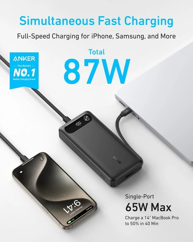 Універсальна мобільна батарея Anker PowerCore 87W 20000mAh Black (A1383H11)