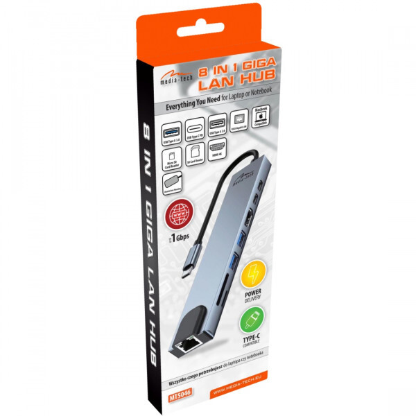 USB-хаб Media-Tech USB Type-C 8-в-1 (MT5046)