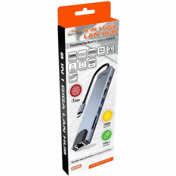 USB-хаб Media-Tech USB Type-C 8-в-1 (MT5046)