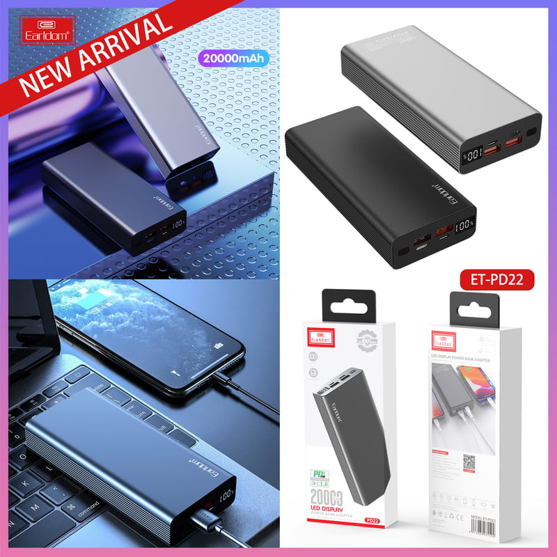 Универсальная мобильная батарея Earldom ET-PD22 20000mAh Black (PB-000122)