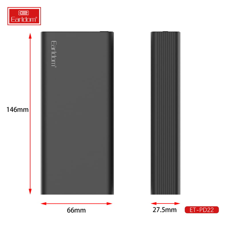 Универсальная мобильная батарея Earldom ET-PD22 20000mAh Black (PB-000122)