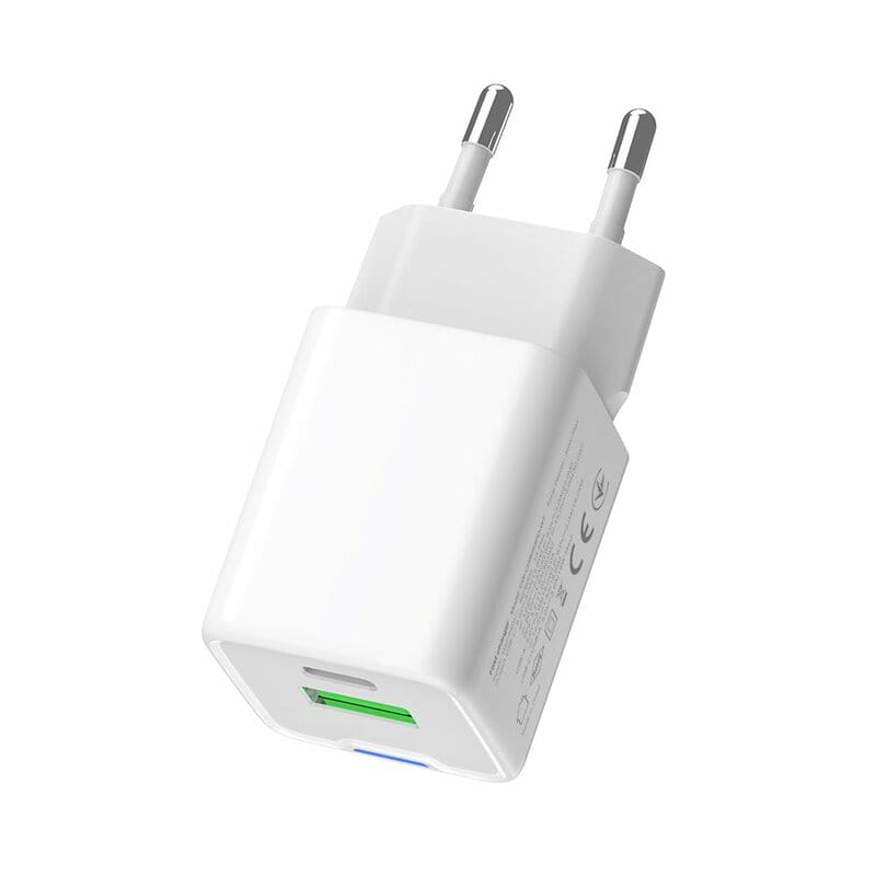 Сетевое зарядное устройство ColorWay GaN Mini 20W PD Port PPS USB (Type-C PD + USB QC4.0) White (CW-CHS062PD-WT)