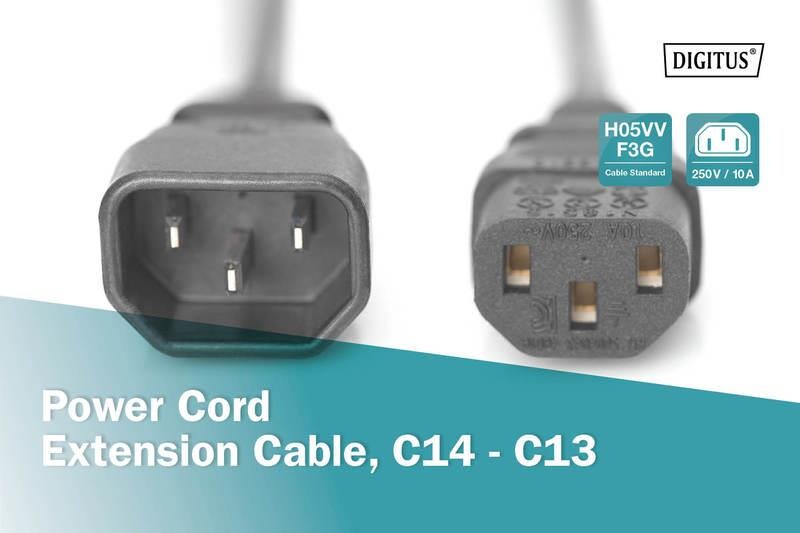 Кабель живлення Digitus C14-C13, M/F, 1.2 м (AK-440201-012-S)