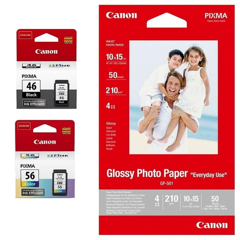 Картридж Canon (PG-46/CL-56) Pixma E404/E464/E484 Black/Color (9059B003) + Фотобумага Canon (GP-501) 50л