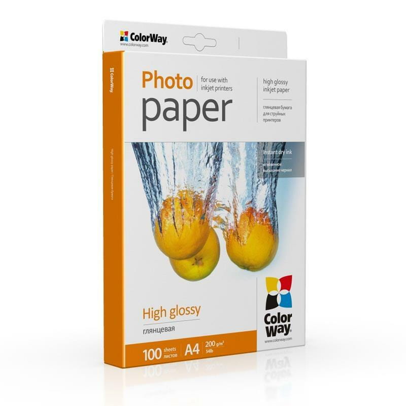 Фотобумага ColorWay глянцевая 200г/м2 A4 100 л. (PG200100A4)